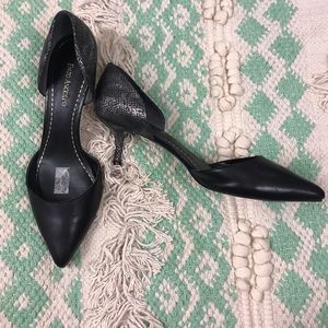 Enzo Angiolini Black & Snakeskin Kitten Heels